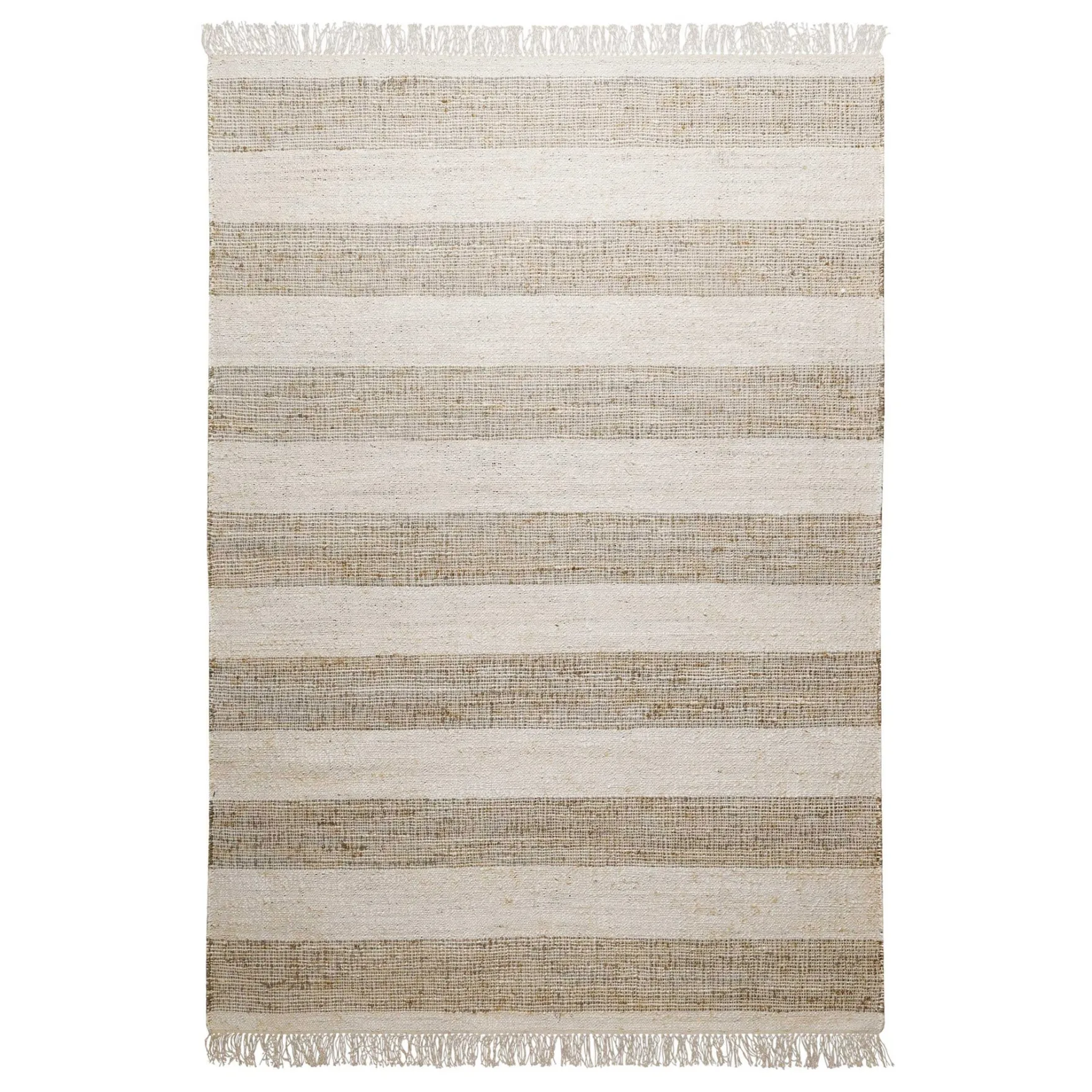 Handwebteppich Beige Sand aus Naturfaser "Virgil" Green Looop