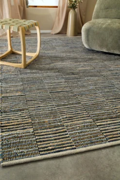 Handwebteppich Denim Blau 