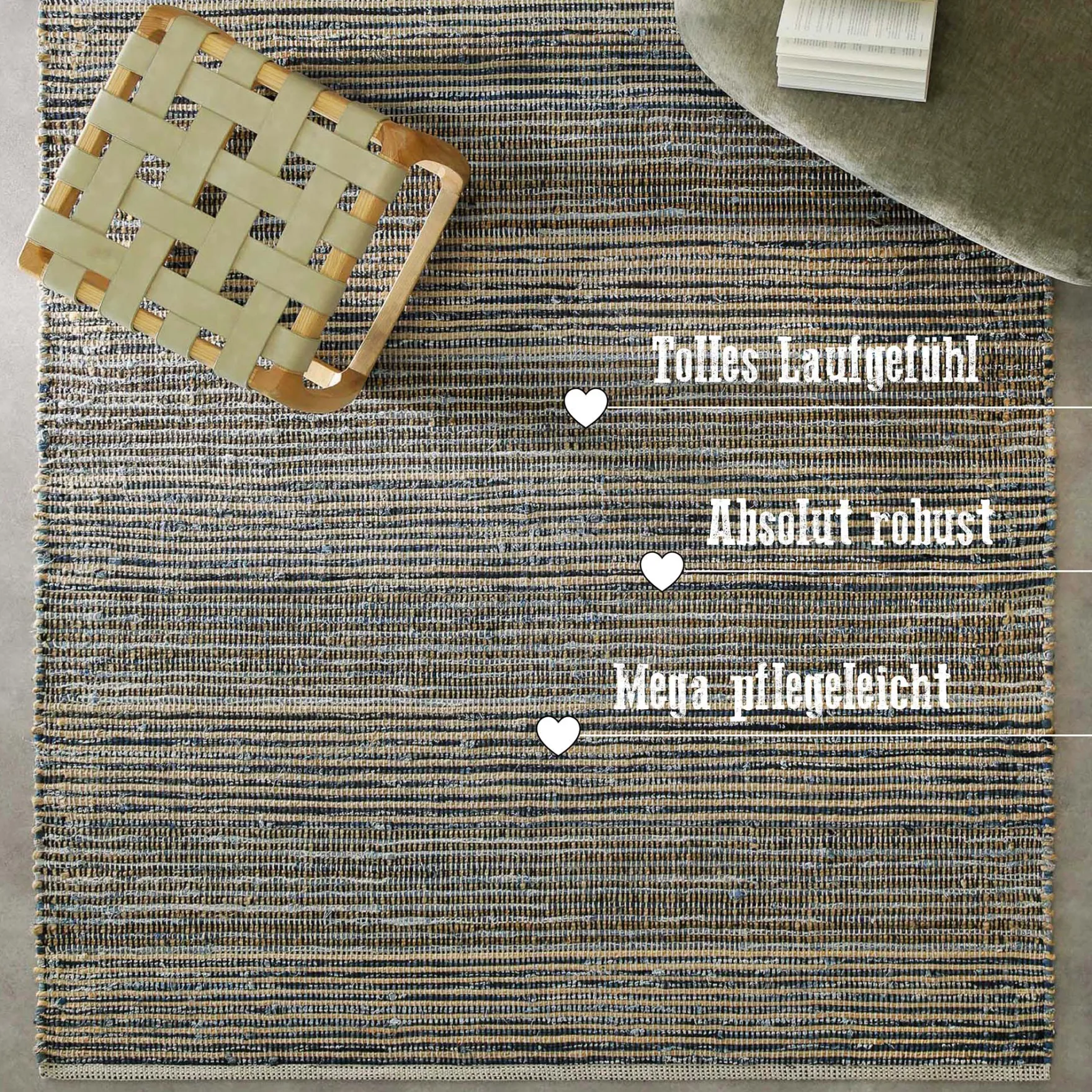 Handwebteppich Denim Blau "Denim Feels" WECONhome
