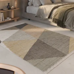 Handwebteppich Sand Taupe Braun aus Naturfaser 