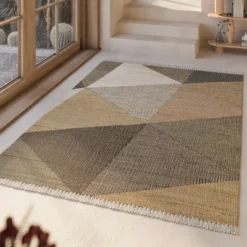 Handwebteppich Sand Taupe Braun aus Naturfaser 
