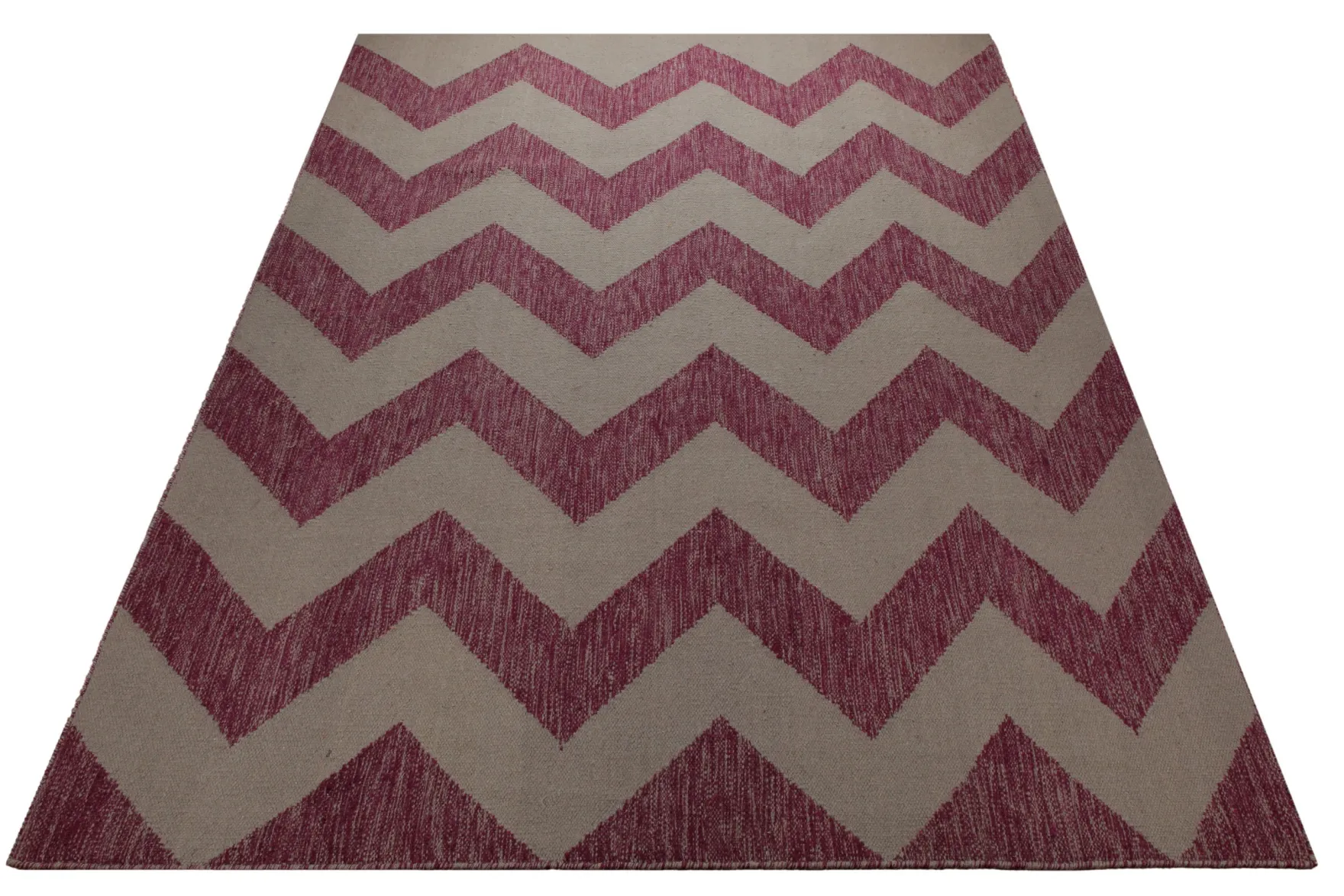 Handwebteppich Wolle Chevron magenta natur 160x230 cm