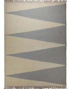 Handwebteppich Wolle Dreiecke grau creme 160x230 cm
