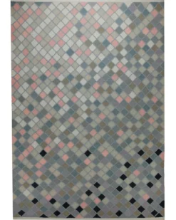 Handwebteppich Wolle Pixelrauten pastell 160x230 cm