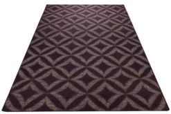 Handwebteppich Wolle Rautenmuster aubergine 160x230 cm