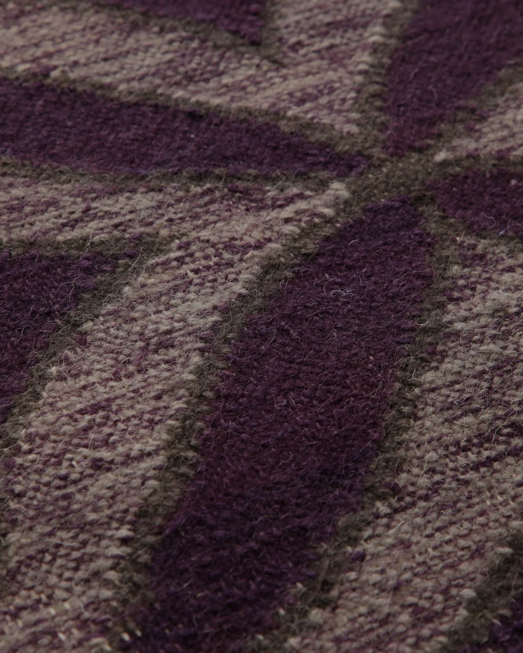 Handwebteppich Wolle Rautenmuster aubergine 160x230 cm