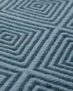 Handwebteppich Wolle Rautenmuster blau 160x230 cm
