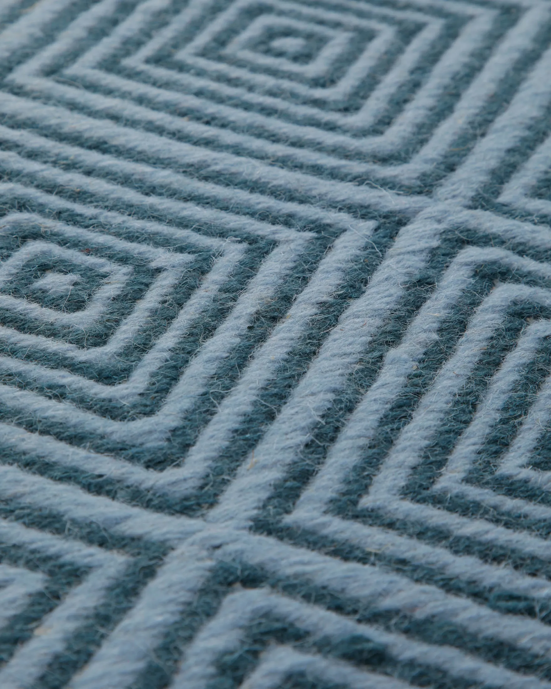 Handwebteppich Wolle Rautenmuster blau 160x230 cm