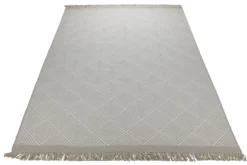 Handwebteppich Wolle Rautenmuster creme 160x230 cm