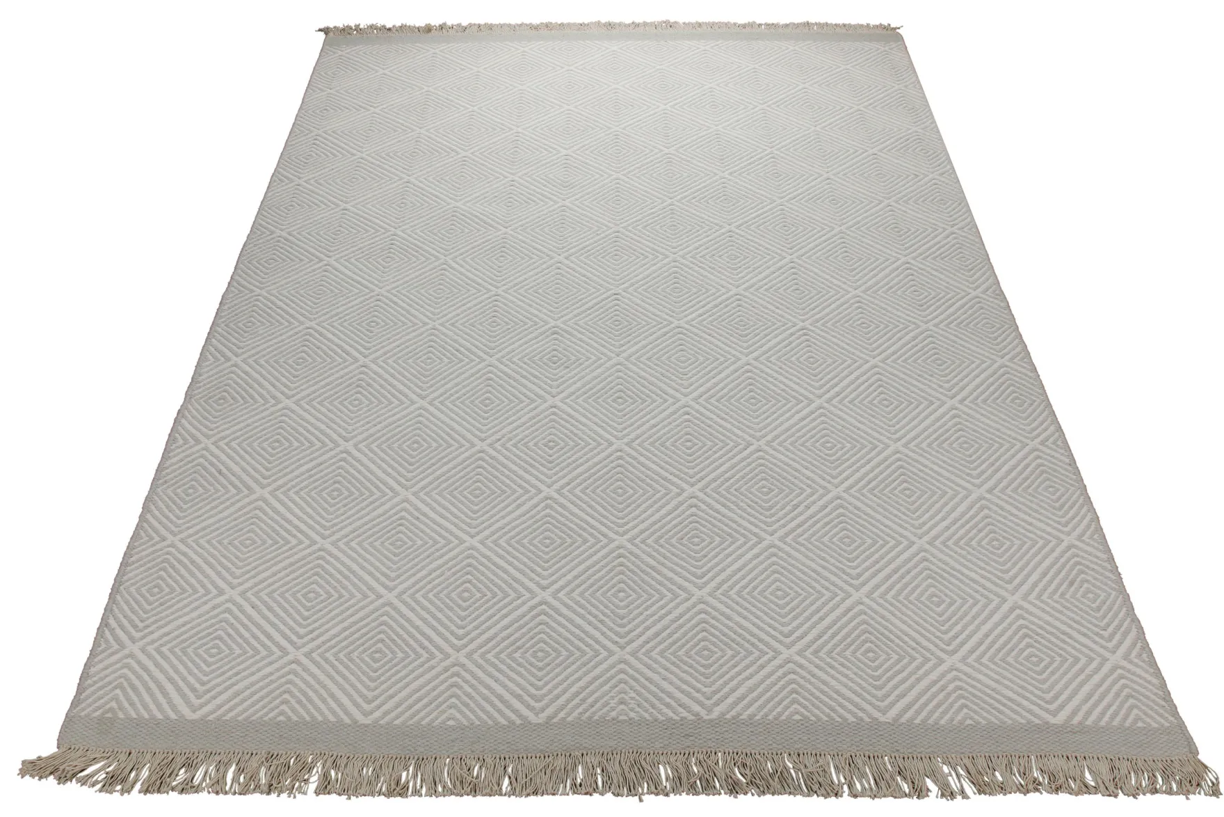 Handwebteppich Wolle Rautenmuster creme 160x230 cm