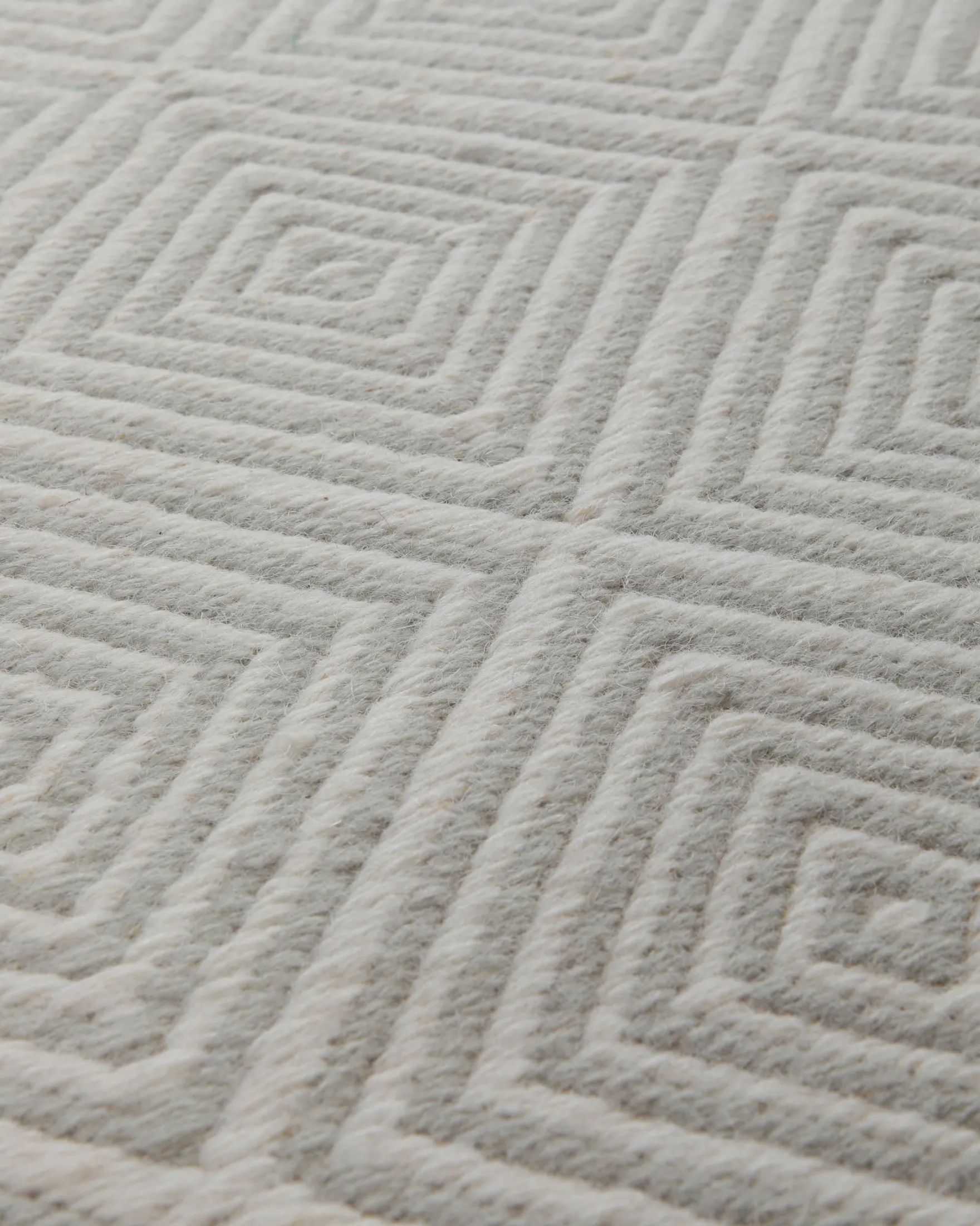 Handwebteppich Wolle Rautenmuster creme 160x230 cm