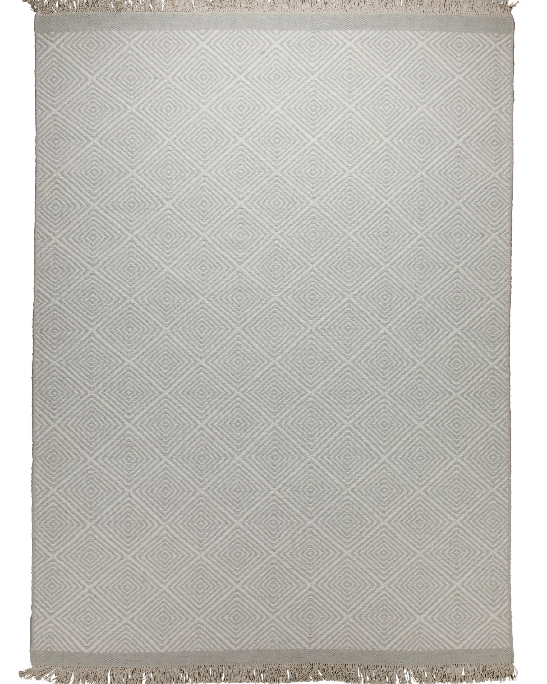 Handwebteppich Wolle Rautenmuster creme 160x230 cm
