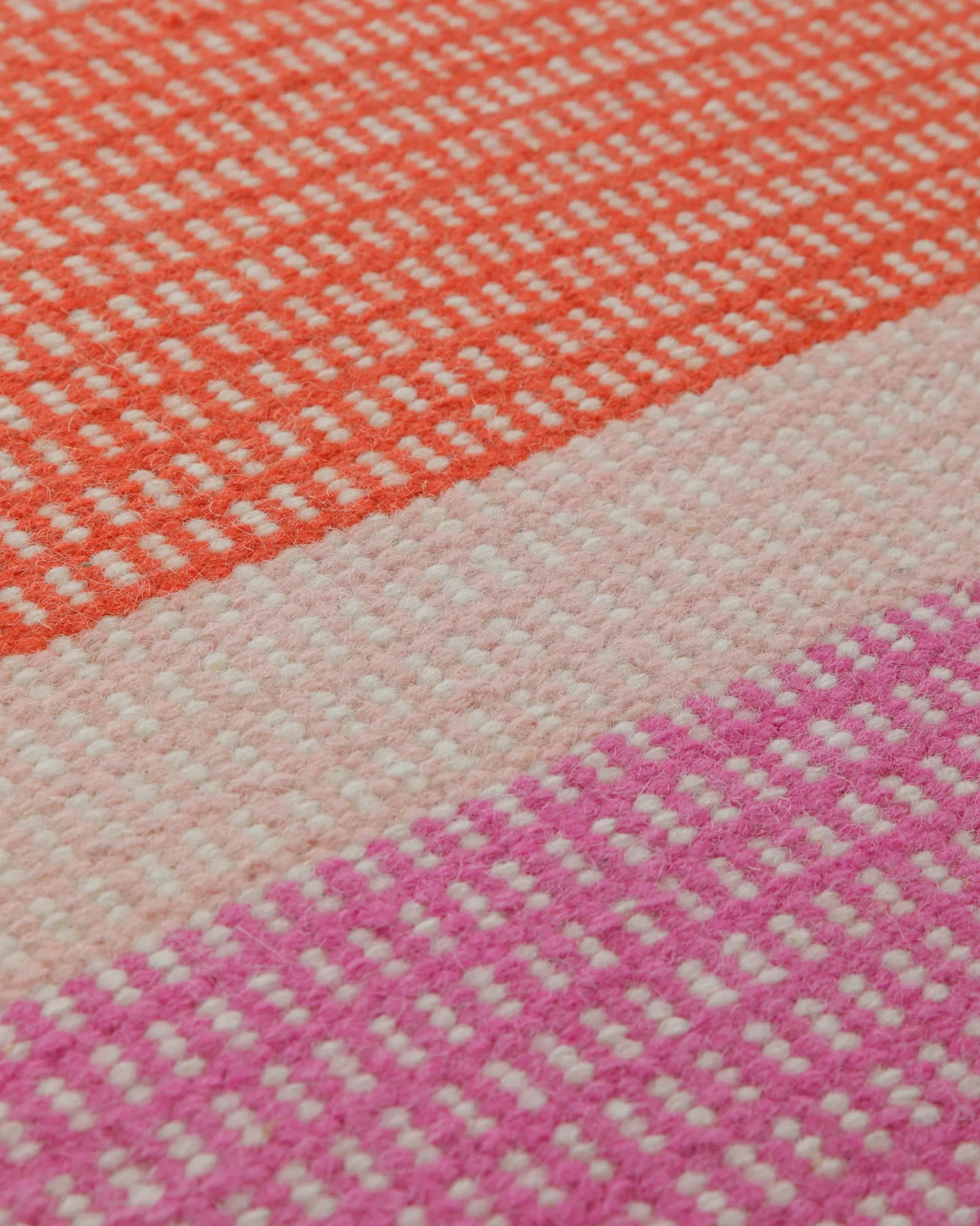 Handwebteppich Wolle Streifen rosé grau orange 160x230 cm