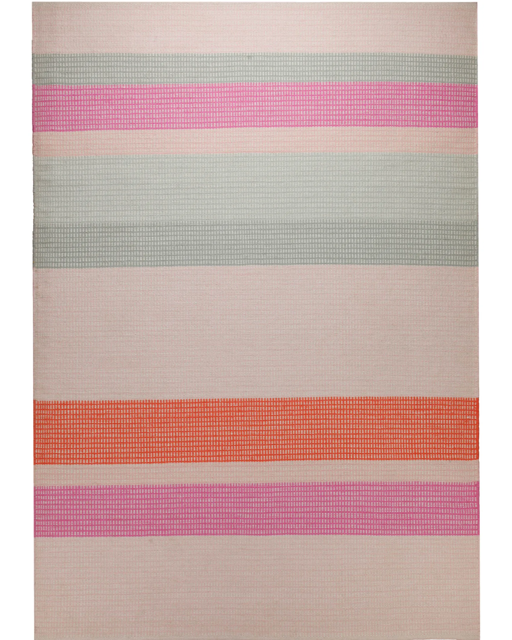 Handwebteppich Wolle Streifen rosé grau orange 160x230 cm