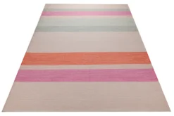 Handwebteppich Wolle Streifen rosé grau orange 160x230 cm