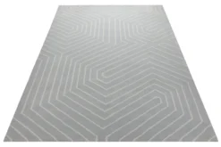 Hellgrau mit Grafiklinie - Handtuft Ton in Ton 160 x 230 cm