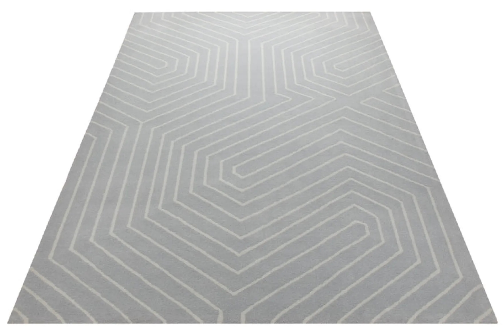 Hellgrau mit Grafiklinie - Handtuft Ton in Ton 160 x 230 cm