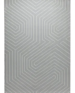 Hellgrau mit Grafiklinie - Handtuft Ton in Ton 160 x 230 cm