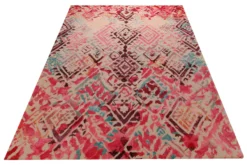 Ikat-Raute in Pink - Handtuft Wolle 160 x 230 cm