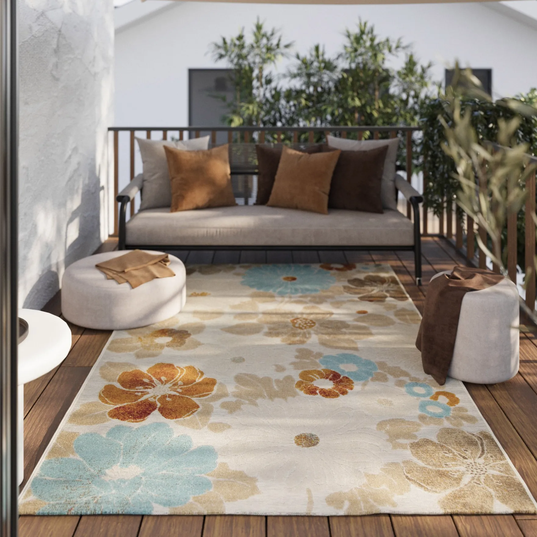 In & Outdoorteppich Beige "BeachFlower" WECONhome