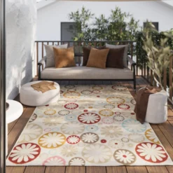 In & Outdoorteppich Beige Bunt
