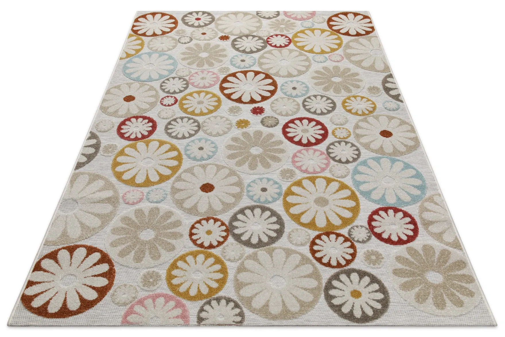 In & Outdoorteppich Beige Bunt "Flowerdrops" WECONhome