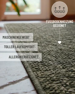 In- & Outdoor Teppich Grau Oliv, pflegeleicht & wetterfest 