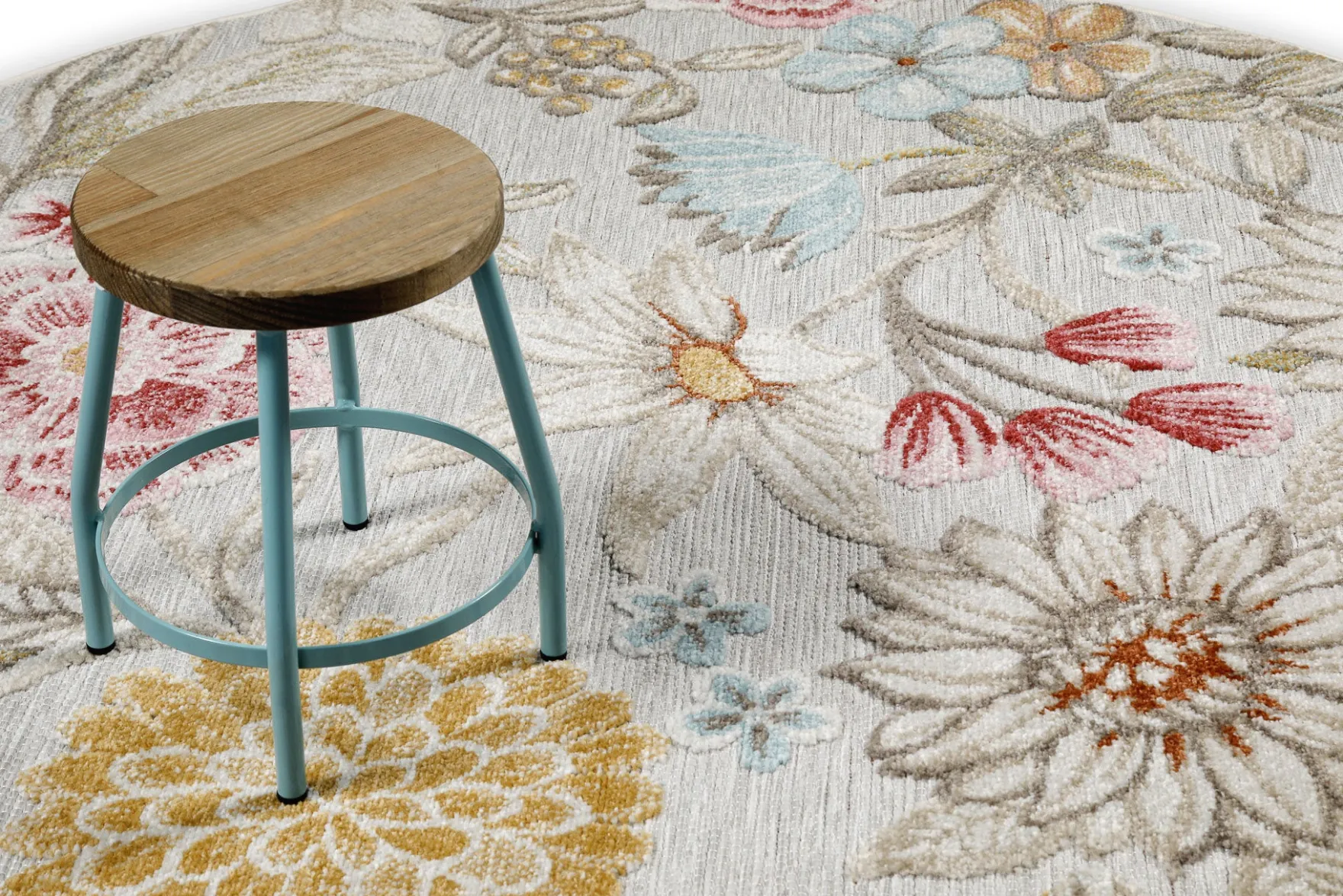In & Outdoorteppich Rund Beige "Abloom" WECONhome