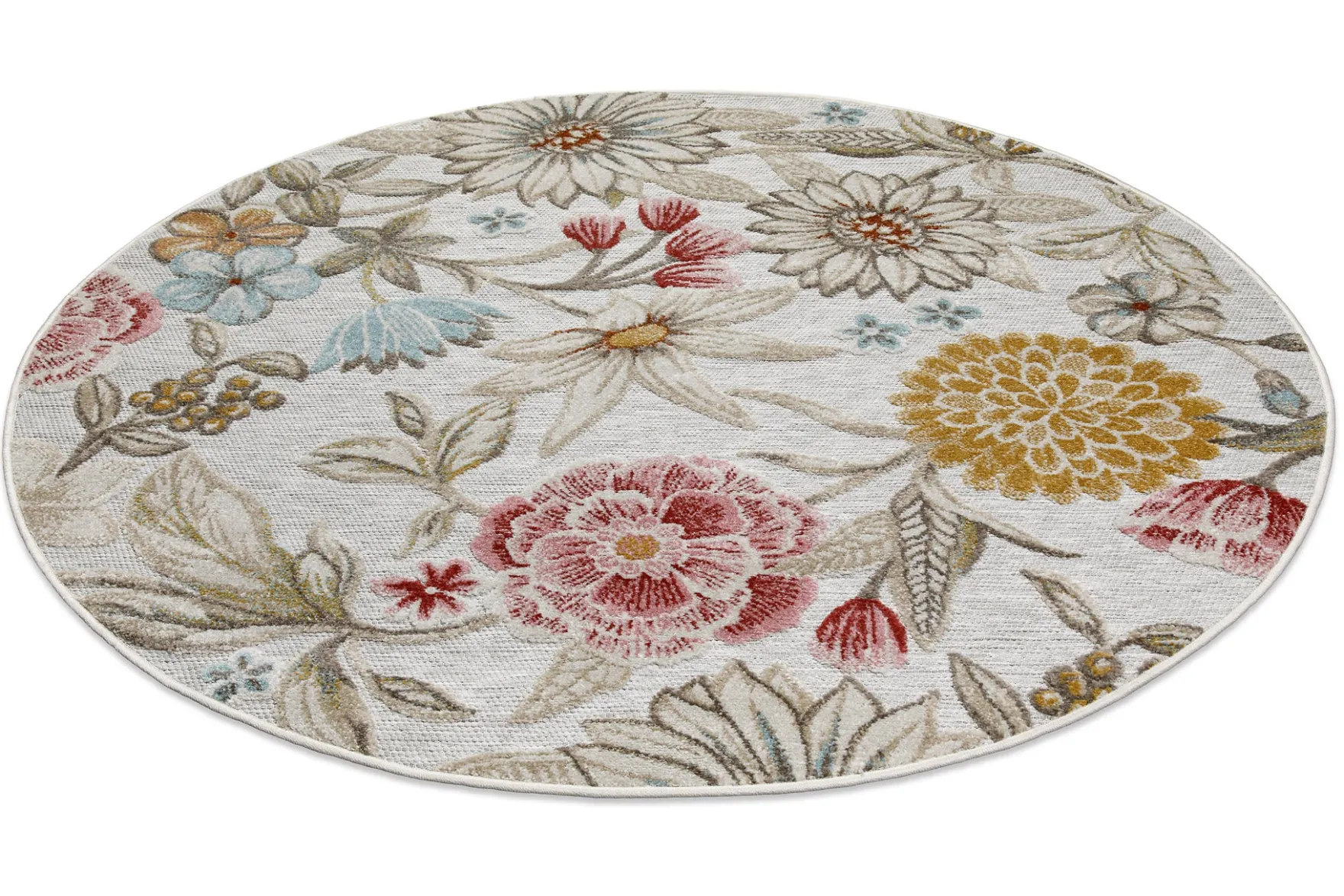 In & Outdoorteppich Rund Beige "Abloom" WECONhome