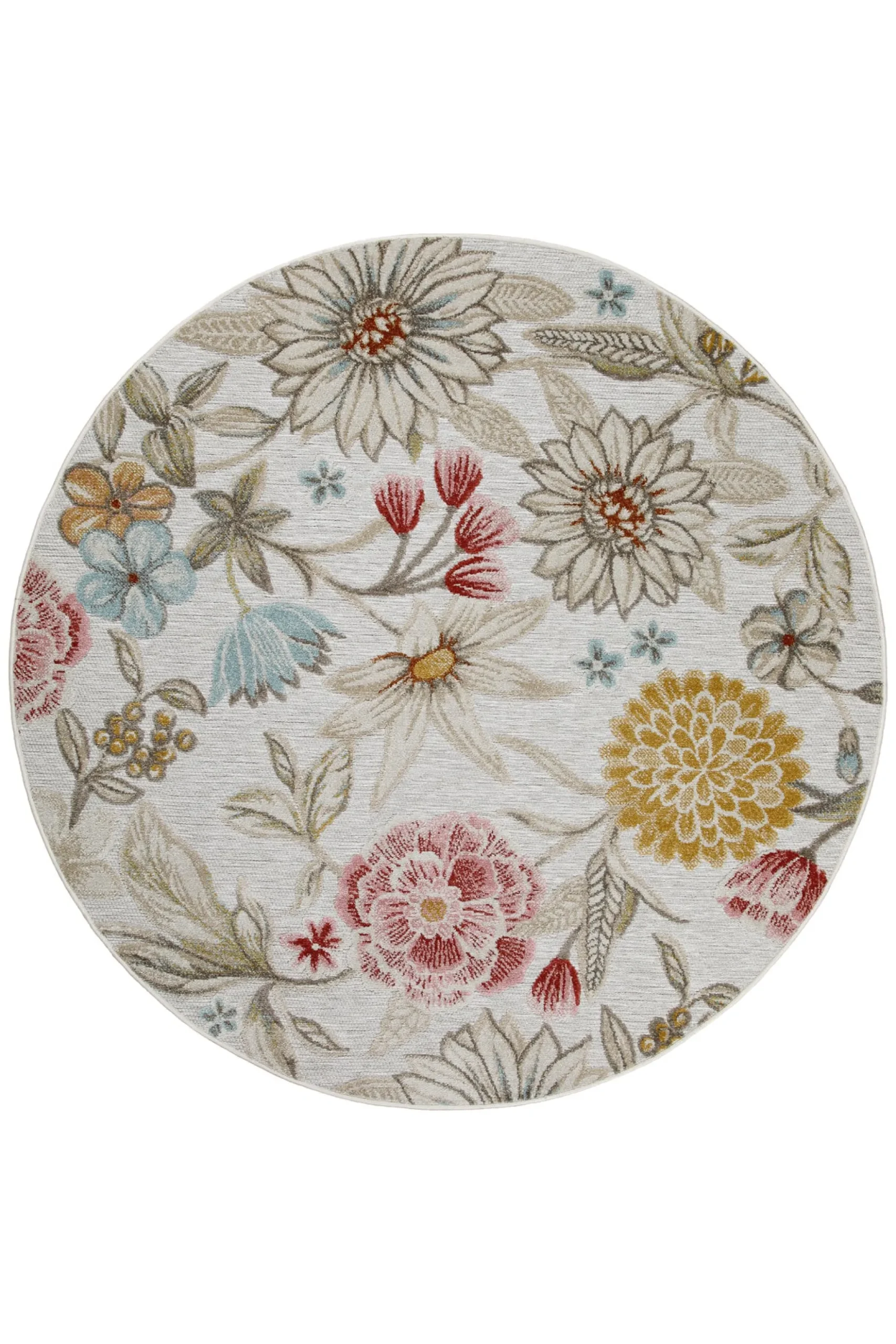 In & Outdoorteppich Rund Beige "Abloom" WECONhome