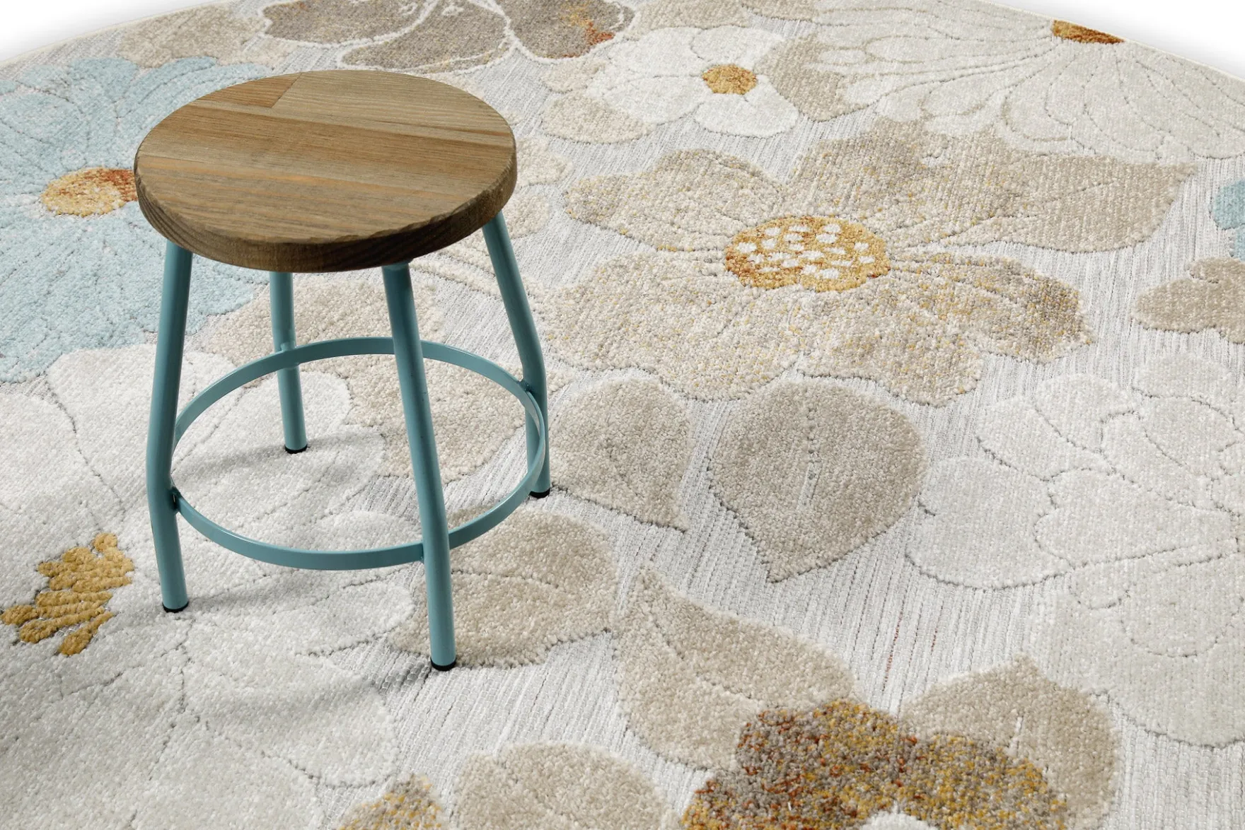 In & Outdoorteppich Rund Beige "BeachFlower" WECONhome
