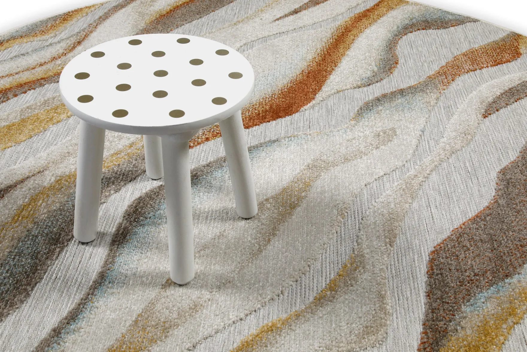 In & Outdoorteppich Rund Beige Bunt "Creek" WECONhome