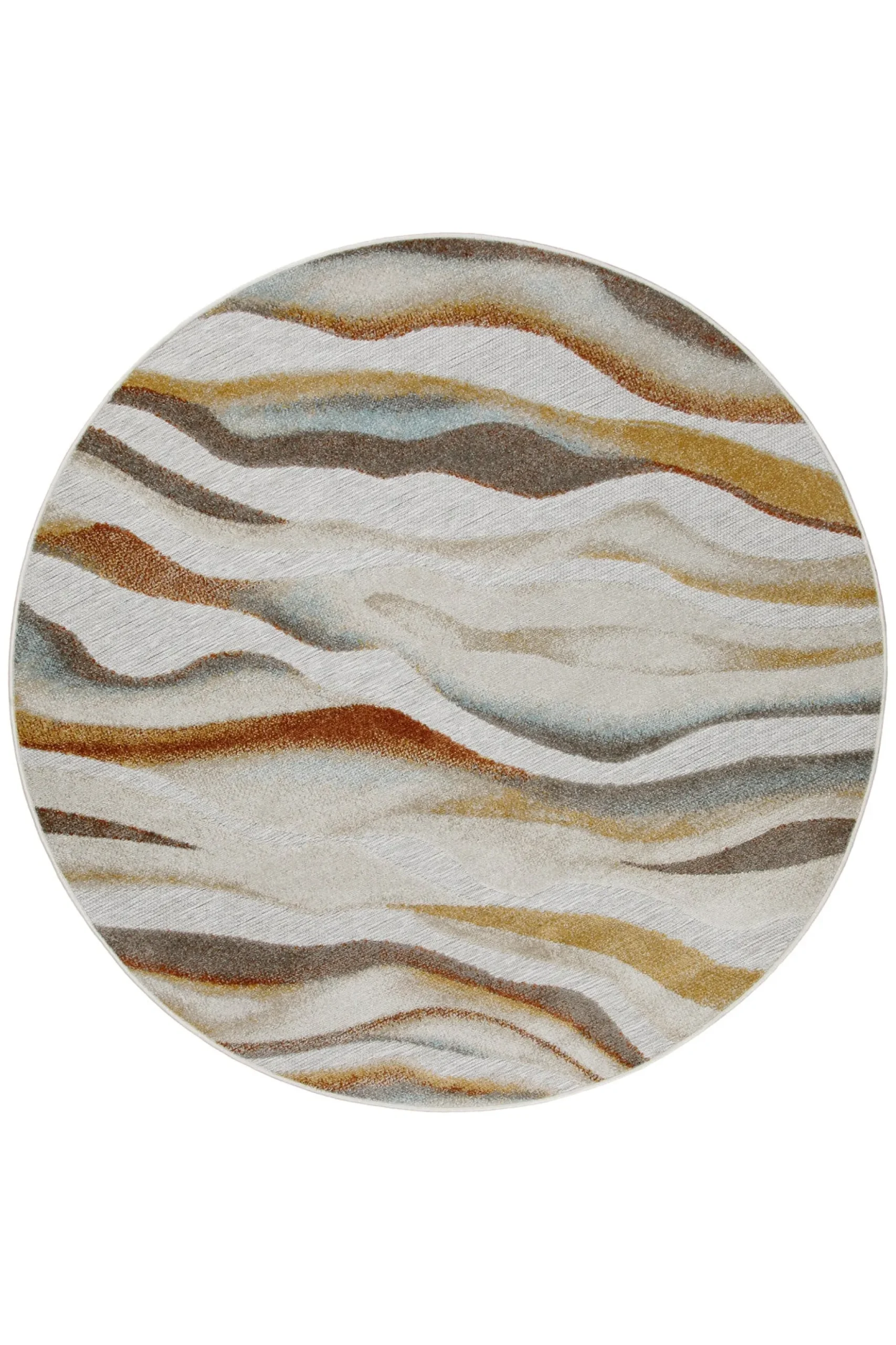 In & Outdoorteppich Rund Beige Bunt "Creek" WECONhome