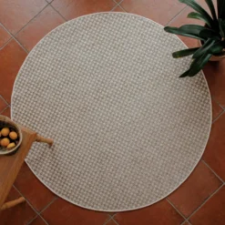In- & Outdoor Teppich Rund Creme Weiß, pflegeleicht & wetterfest "Miami South Beach" WECONhome