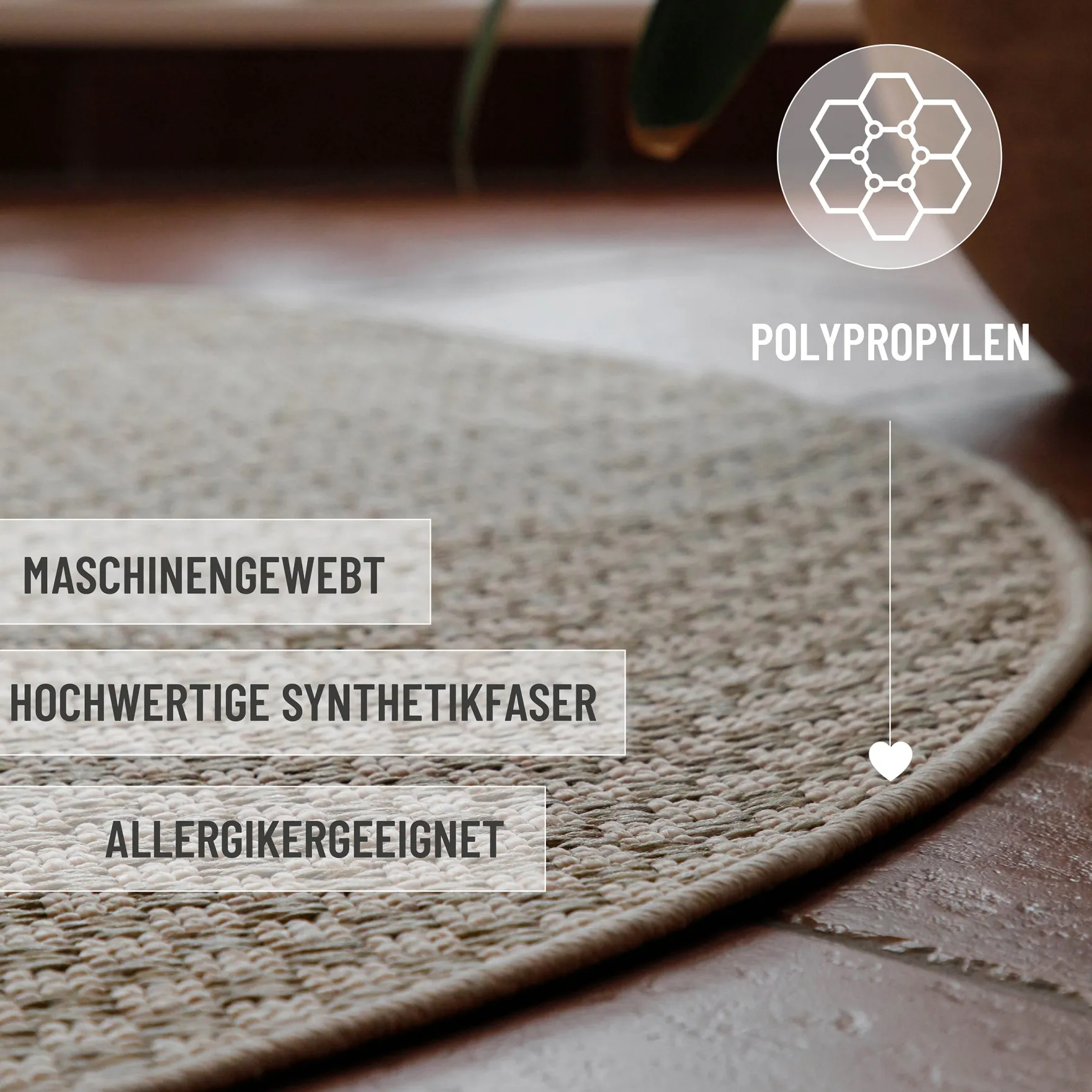 In- & Outdoor Teppich Rund Creme Weiß, pflegeleicht & wetterfest "Miami South Beach" WECONhome
