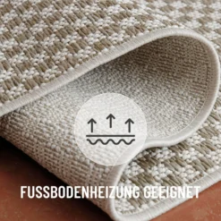 In- & Outdoor Teppich Rund Creme Weiß, pflegeleicht & wetterfest