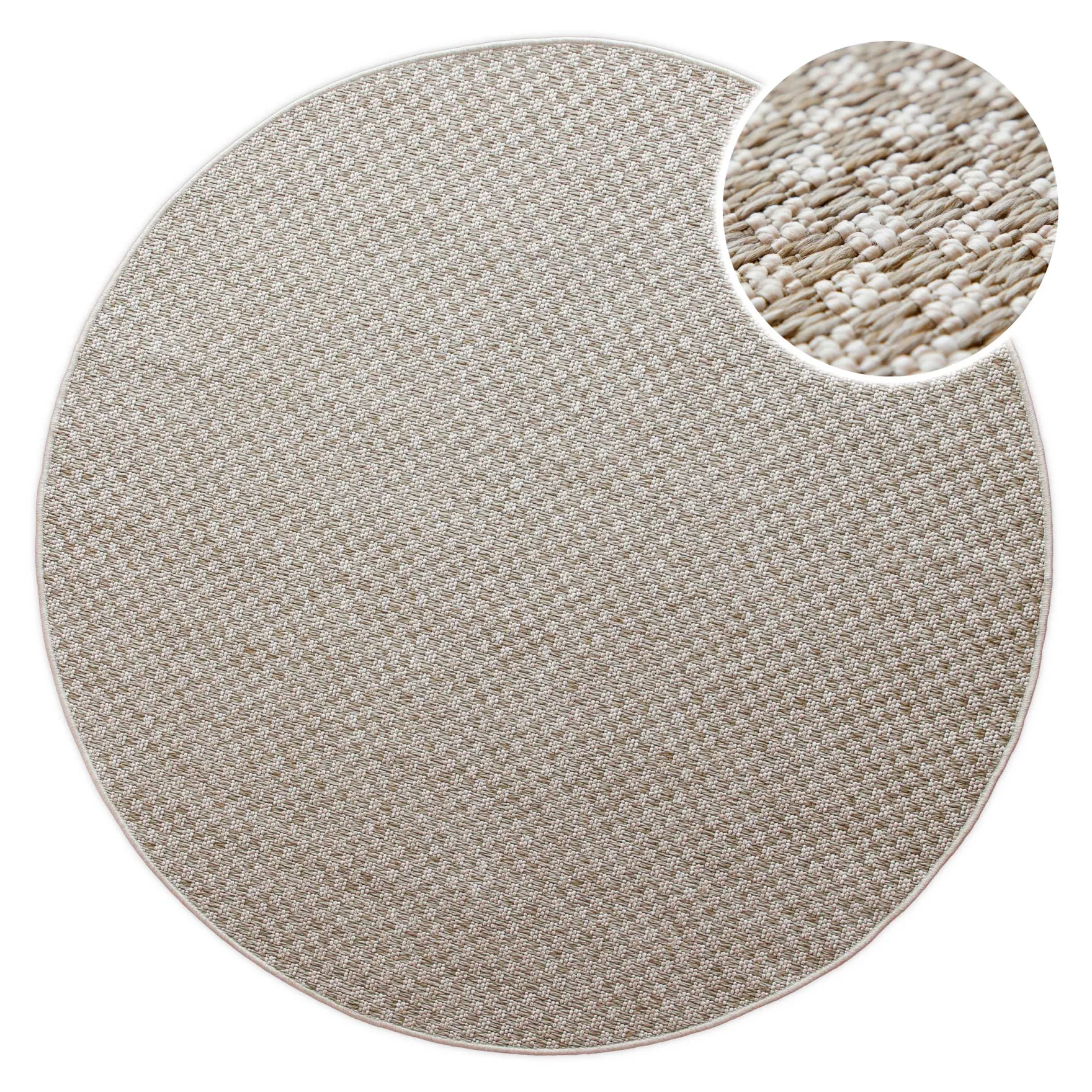 In- & Outdoor Teppich Rund Creme Weiß, pflegeleicht & wetterfest "Miami South Beach" WECONhome