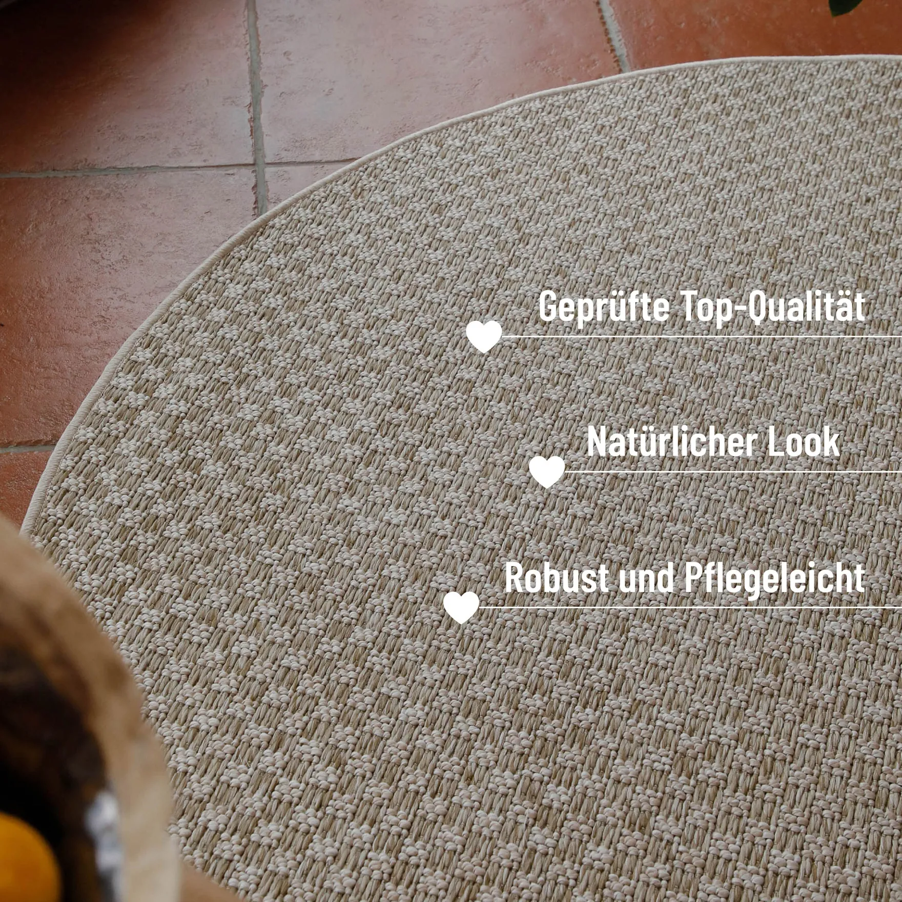 In- & Outdoor Teppich Rund Creme Weiß, pflegeleicht & wetterfest "Miami South Beach" WECONhome