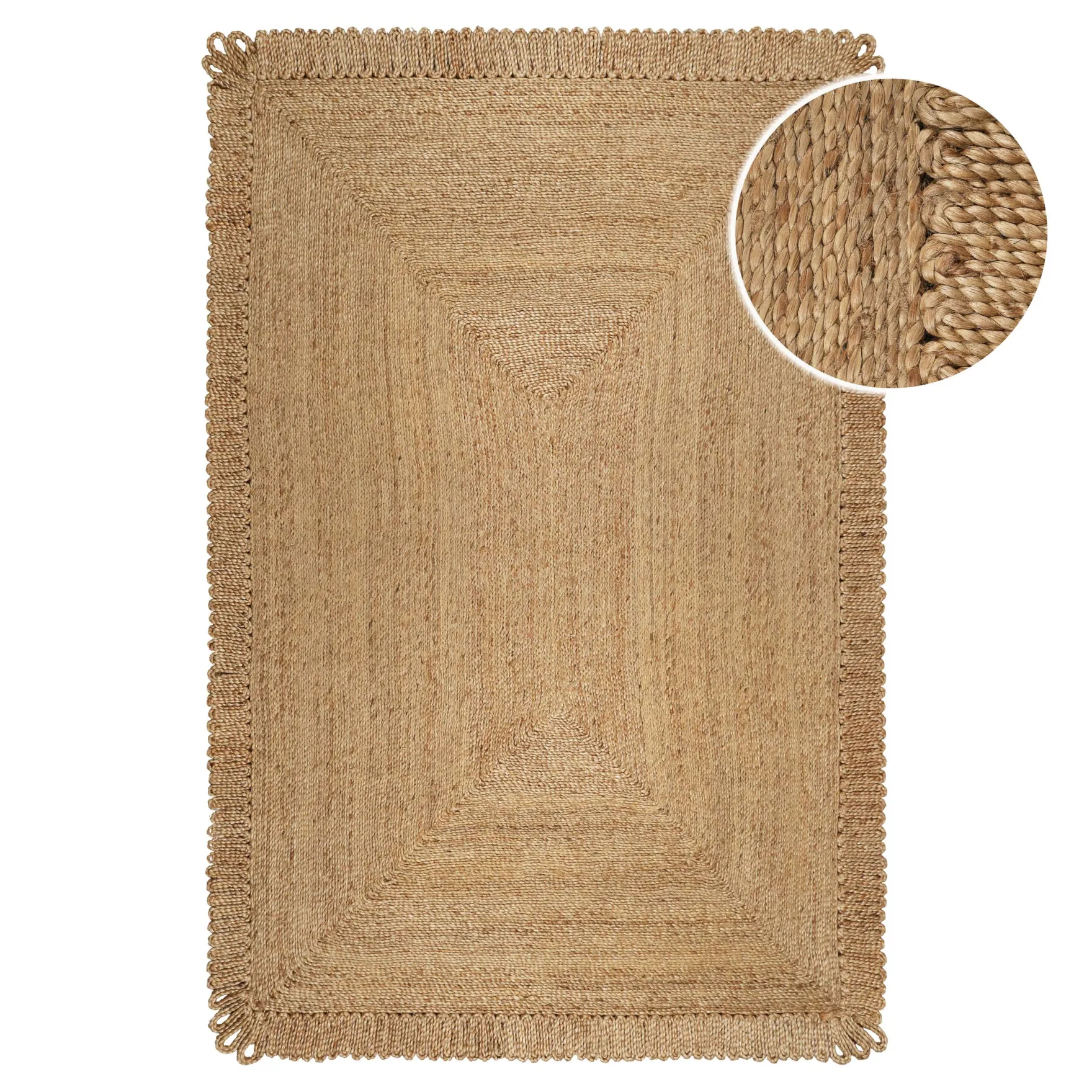 "June" Jute - Teppich - natürlich, handgewebt, schwer
