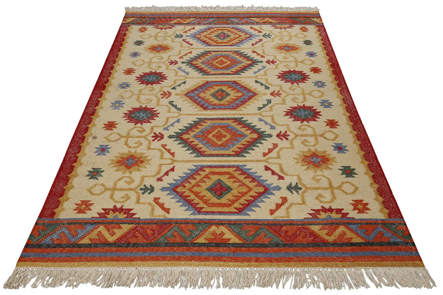 Kelim Teppich Beige aus Wolle "Valere" Green Looop
