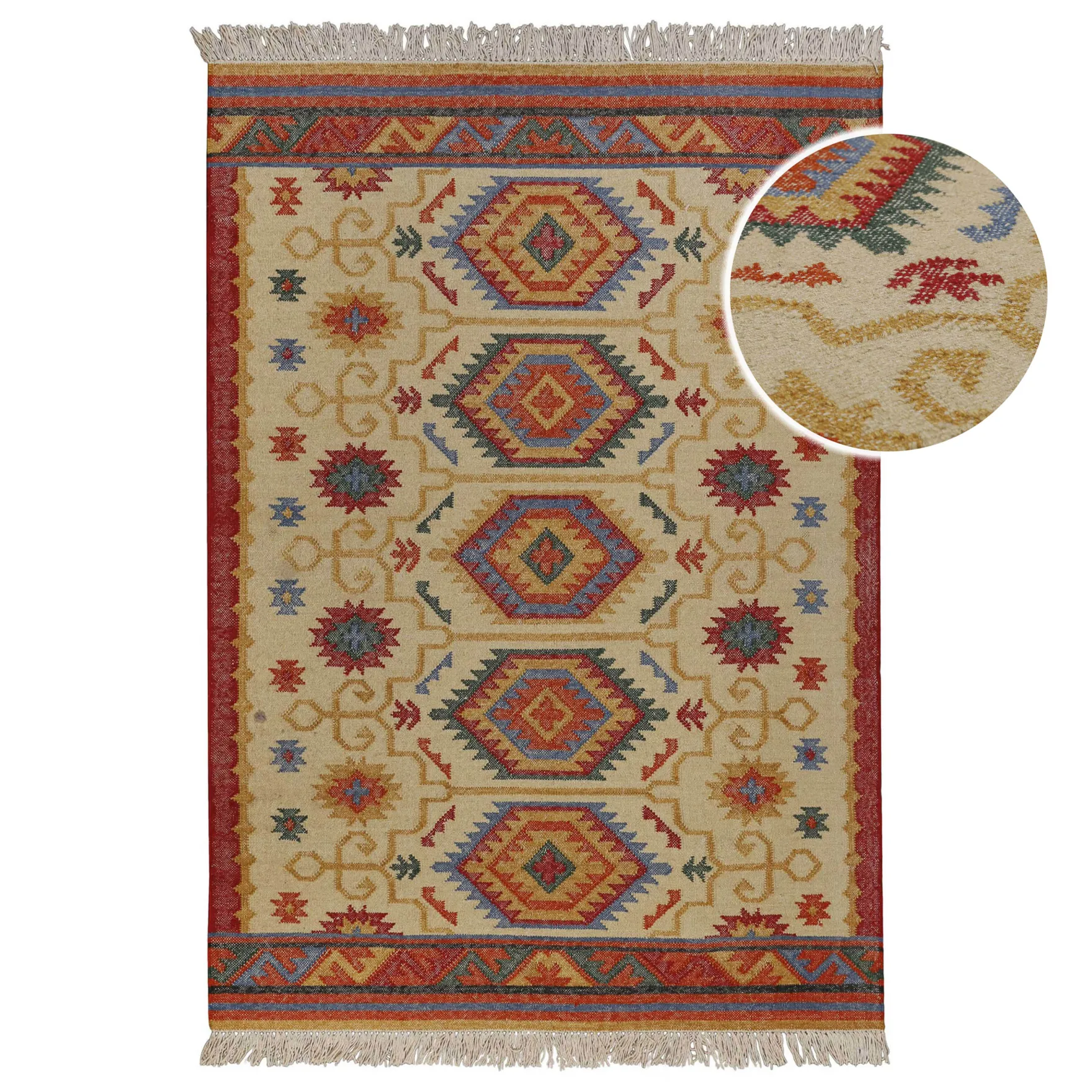 Kelim Teppich Beige aus Wolle "Valere" Green Looop