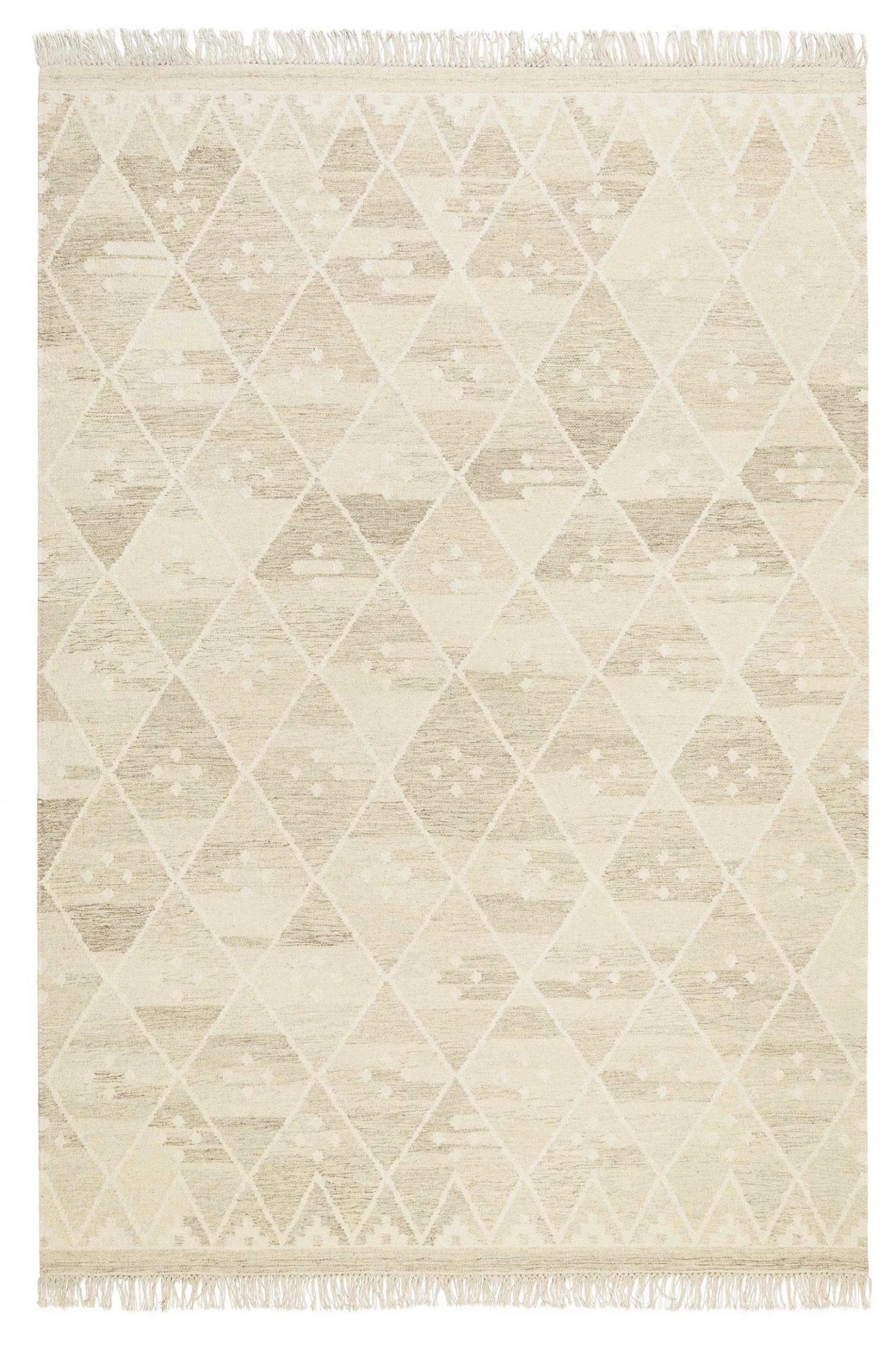Kelim Teppich Beige Braun meliert aus Wolle "Vermont" Green Looop