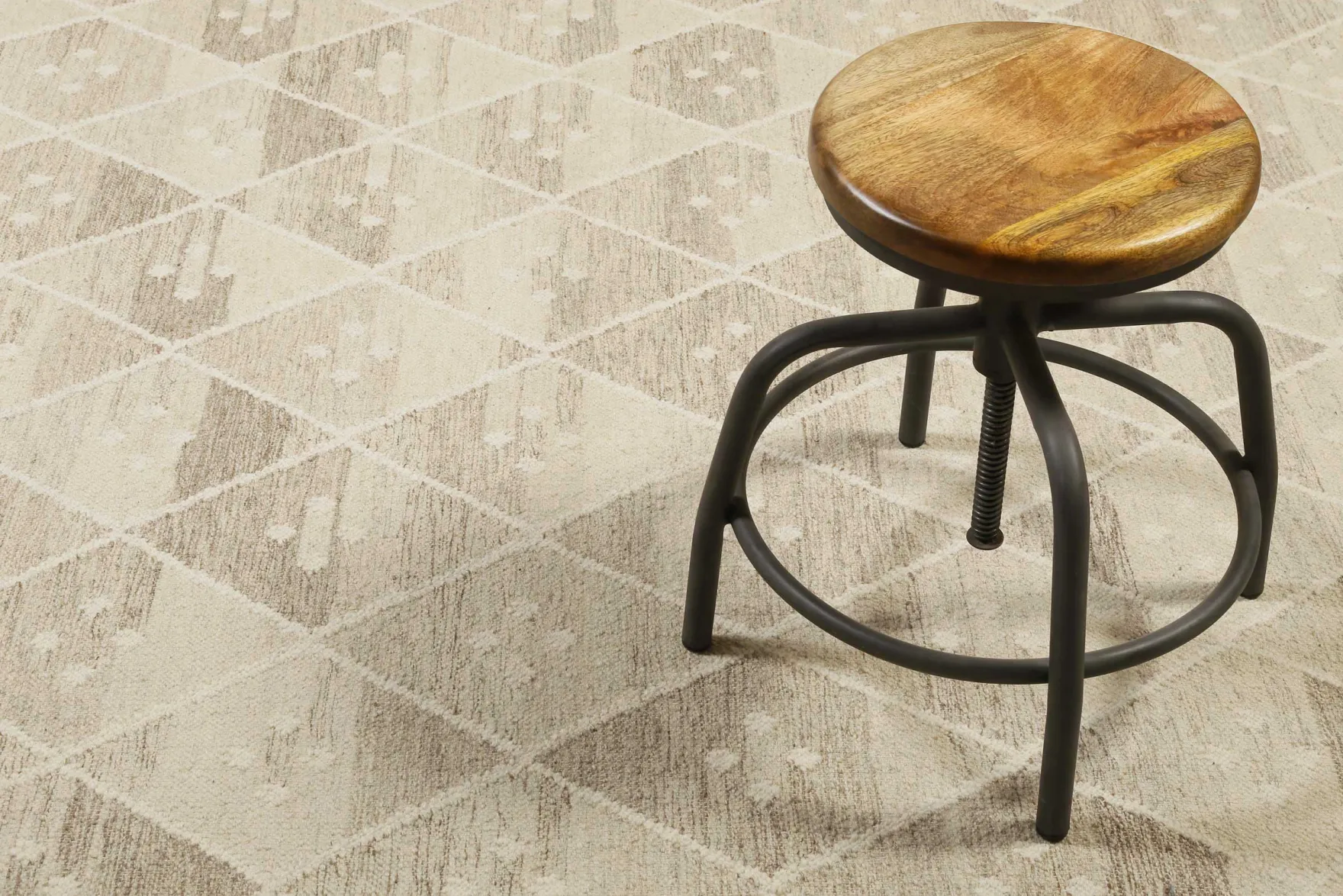 Kelim Teppich Beige Braun meliert aus Wolle "Vermont" Green Looop
