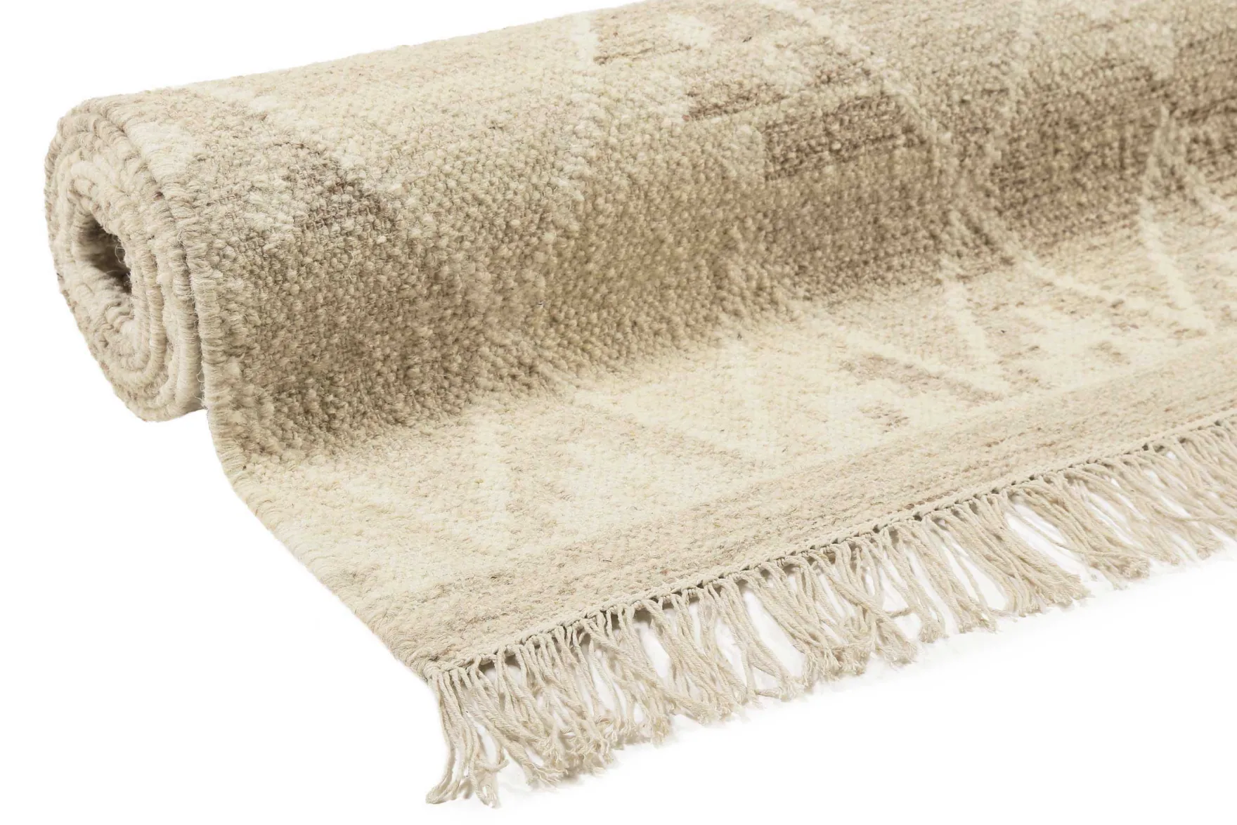 Kelim Teppich Beige Braun meliert aus Wolle "Vermont" Green Looop