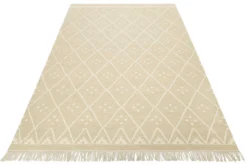 Kelim Teppich Beige Creme meliert aus Wolle "Vermont" Green Looop