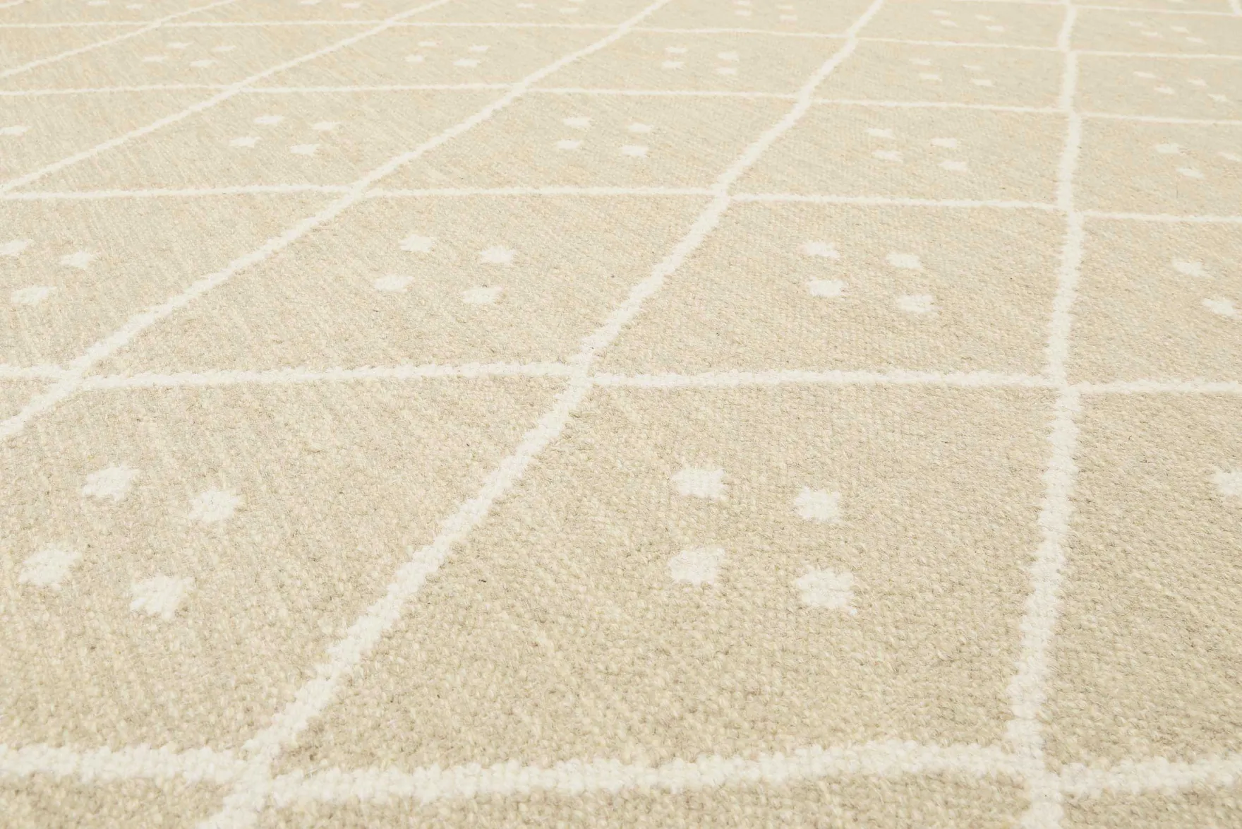 Kelim Teppich Beige Creme meliert aus Wolle "Vermont" Green Looop