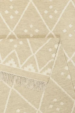 Kelim Teppich Beige Creme meliert aus Wolle