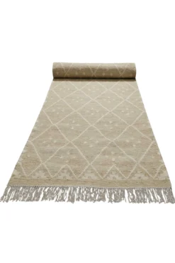 Kelim Teppich Beige Creme meliert aus Wolle
