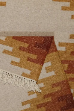 Kelim Teppich Beige Ocker aus Wolle