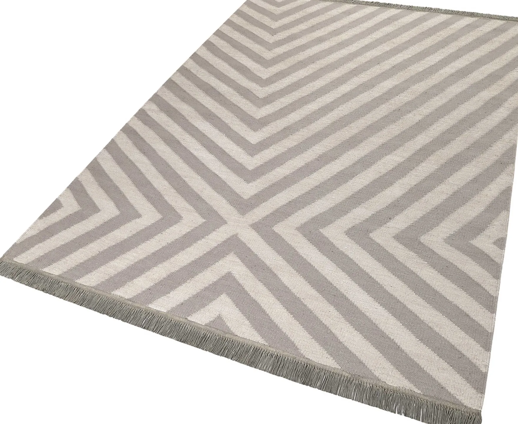 Kelim Teppich Beige Taupe aus Naturfasern "Edgy Corners" WECONhome